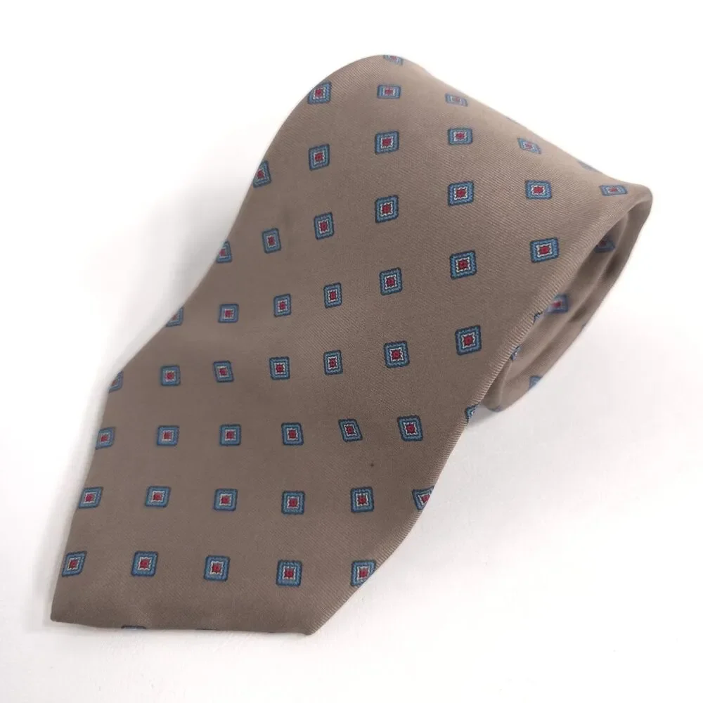 CHRISTIAN DIOR Men's Silk Tie Taupe Fabric Woven Italy Vintage USA Made WPL125‎